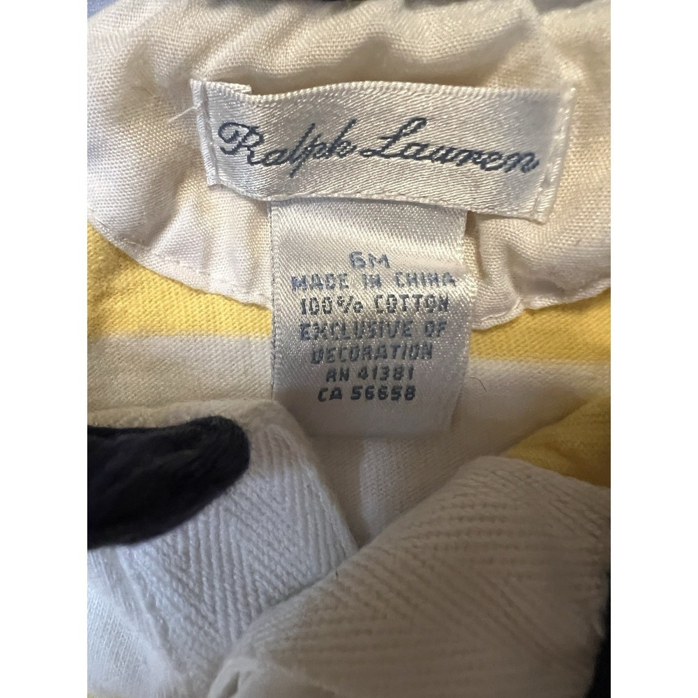 Ralph Lauren 2 Rompers Lot Yellow White Collared And Orange and Navy Long Sleeve - Picture 8 of 14